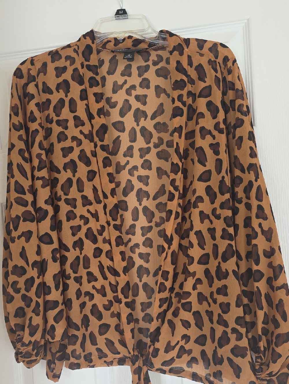Colleen Lopez Leopard Print Tie-Front Kimono